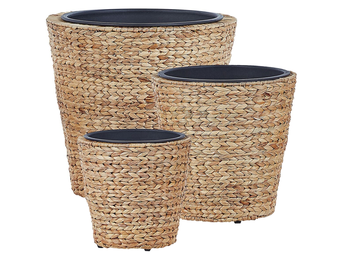 Conjunto de 3 macetas BELIANI Plaka de Jacinto de agua Natural 49x49x47