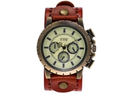 Reloj De Pulsera Ccq Fashion Retro Punk, Correa De Pu, Aleación De Metal, Cuarzo, Naranja.