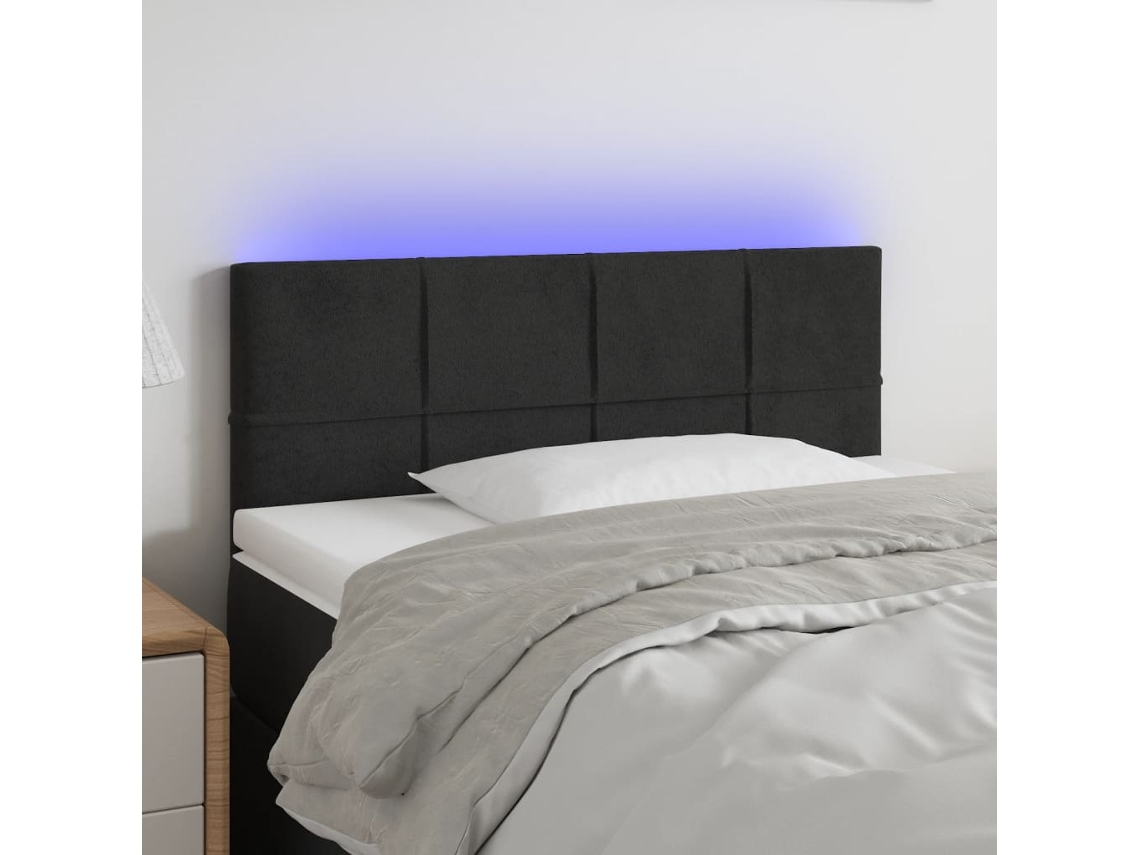 Cabecero Con Led De Terciopelo Negro 90x5x78/88 Cm
