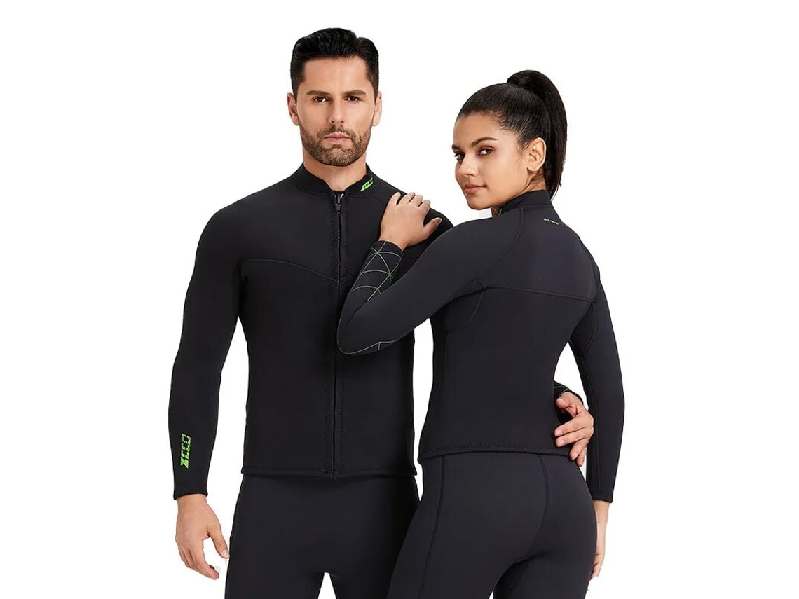 Preto2xlzcco Roupa Mergulho Térmica Neoprene 3mm Zíper Costas Mangas Compressas Frontal Surf Profundo Natação Snorkeling