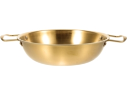 Olla para ramen coreana, 24 cm, en acero inoxidable dorado, con doble asa, ideal para cocinar en Gokoko