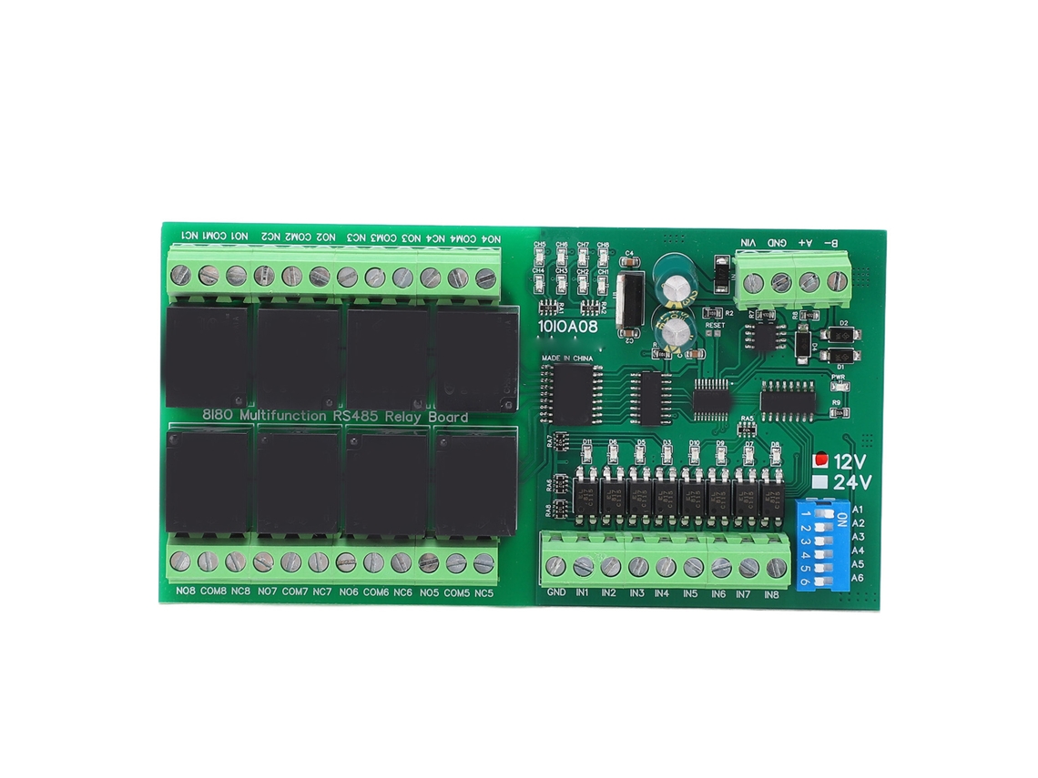 Módulo Relé 8 Canales Placa Control Rs485 Switch Controlador 12v Para Equipos Accesorio