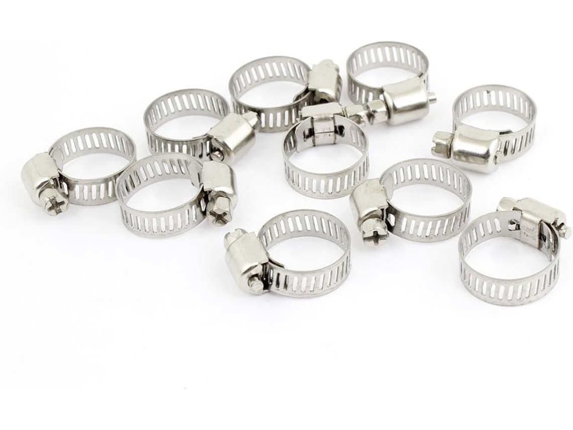 10 Abrazaderas Metálicas Para Mangueras De 0,7" A 1,1" De Color Plateado