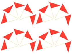 Juego De 20 Banderines Triangulares Rojos De Poliéster Y Bambú.
