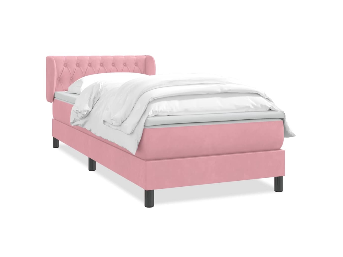 Maison Exclusive - Cama Box Spring Con Colchón Terciopelo Rosa 90x220 Cm