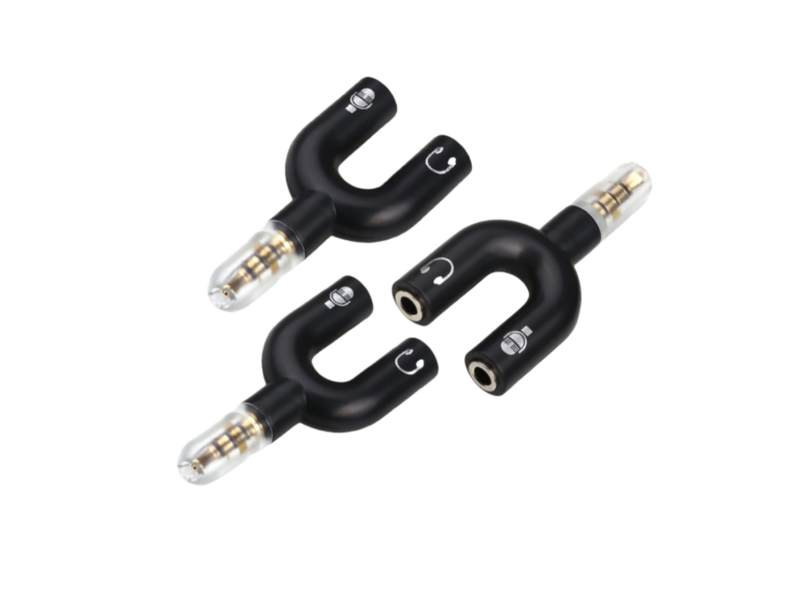 Adaptador de audio 2 en 1 en forma de U con conector giratorio, divisor de cable doble de 3,5 mm Mdug (3 piezas)