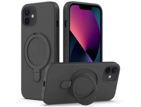 Funda Mobile Phone Cases Magsafe Liquid With Ring para iPhone 11 Silicona Negro