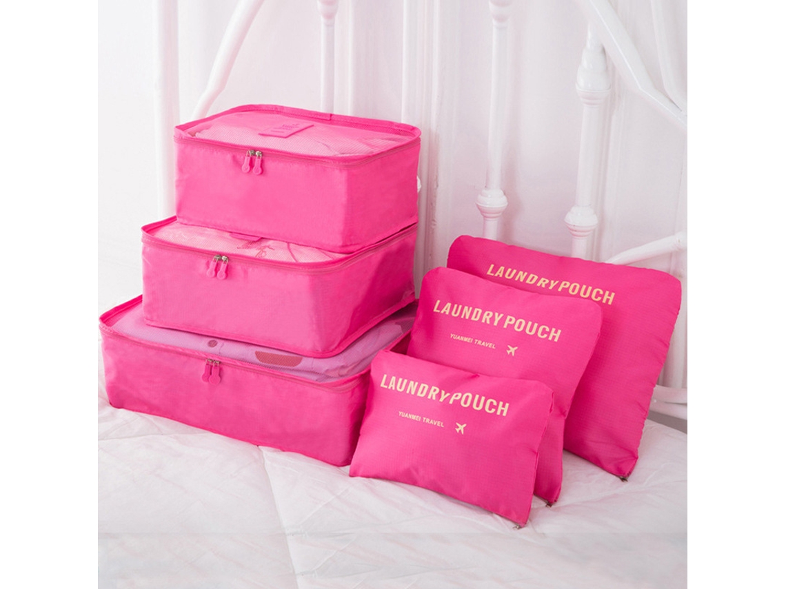 Paquete De 6 Cubos De Embalaje Portátiles - CHRUI Perfect Equipaje Compresión Cubos De Embalaje Rosa Rojo