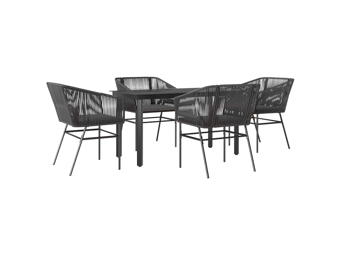 Maison Exclusive - Juego De Comedor Jardín 5 Piezas Cojines Ratán Sintético Negro