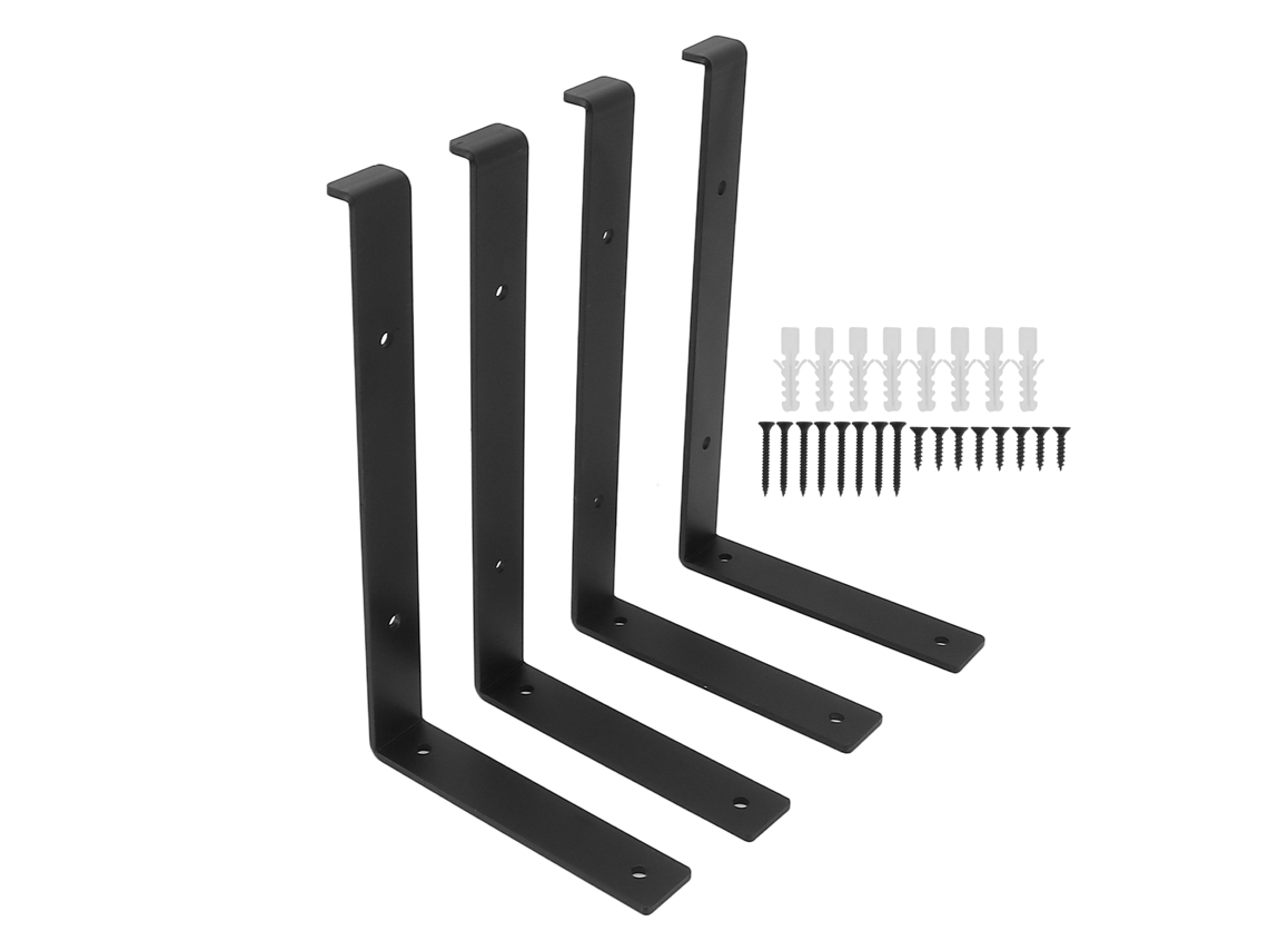 4 Soportes De Estante Metálicos Lisos En Forma De L Para Hogar, Cocina, Oficina, Garaje Y Baño, 25 Cm
