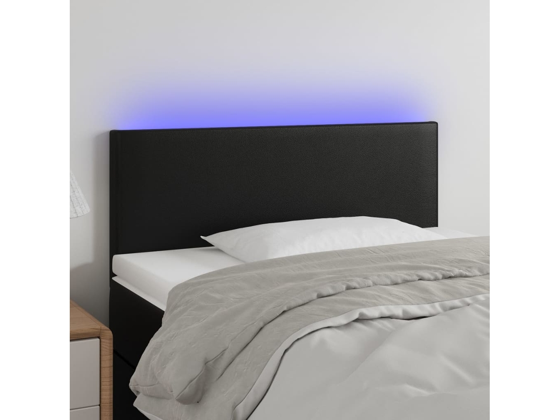 Cabecero Con Luces Led Cuero Sintético Negro 80x5x78/88 Cm