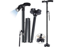 Bastón portátil con luz LED, mango ajustable y plegable, ideal para personas mayores, hombres y mujeres.