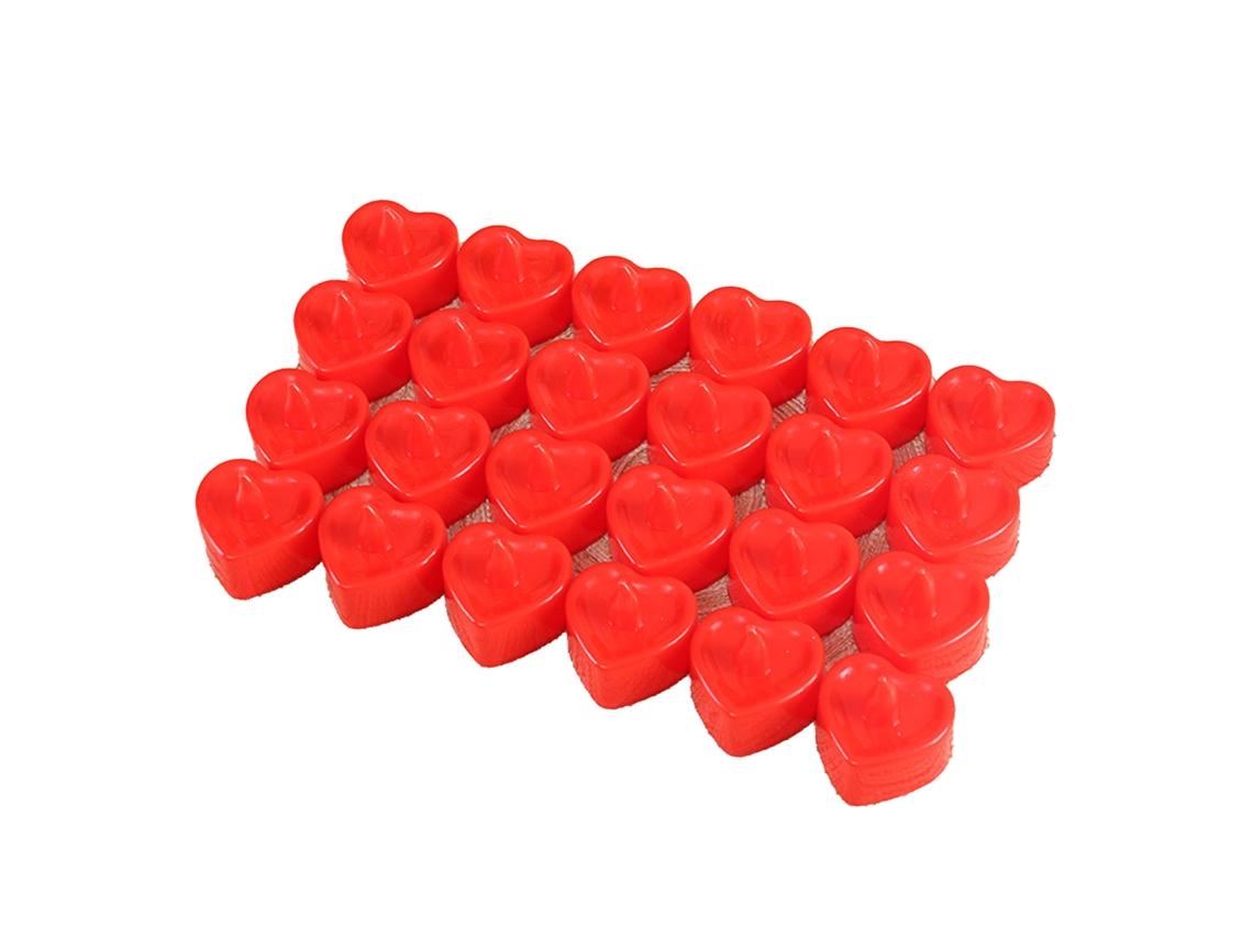 Yncm2026-24 Velas Led Sin Llama Corazón Control Remoto Inodoro Para Decoración Hogar Boda Rojo