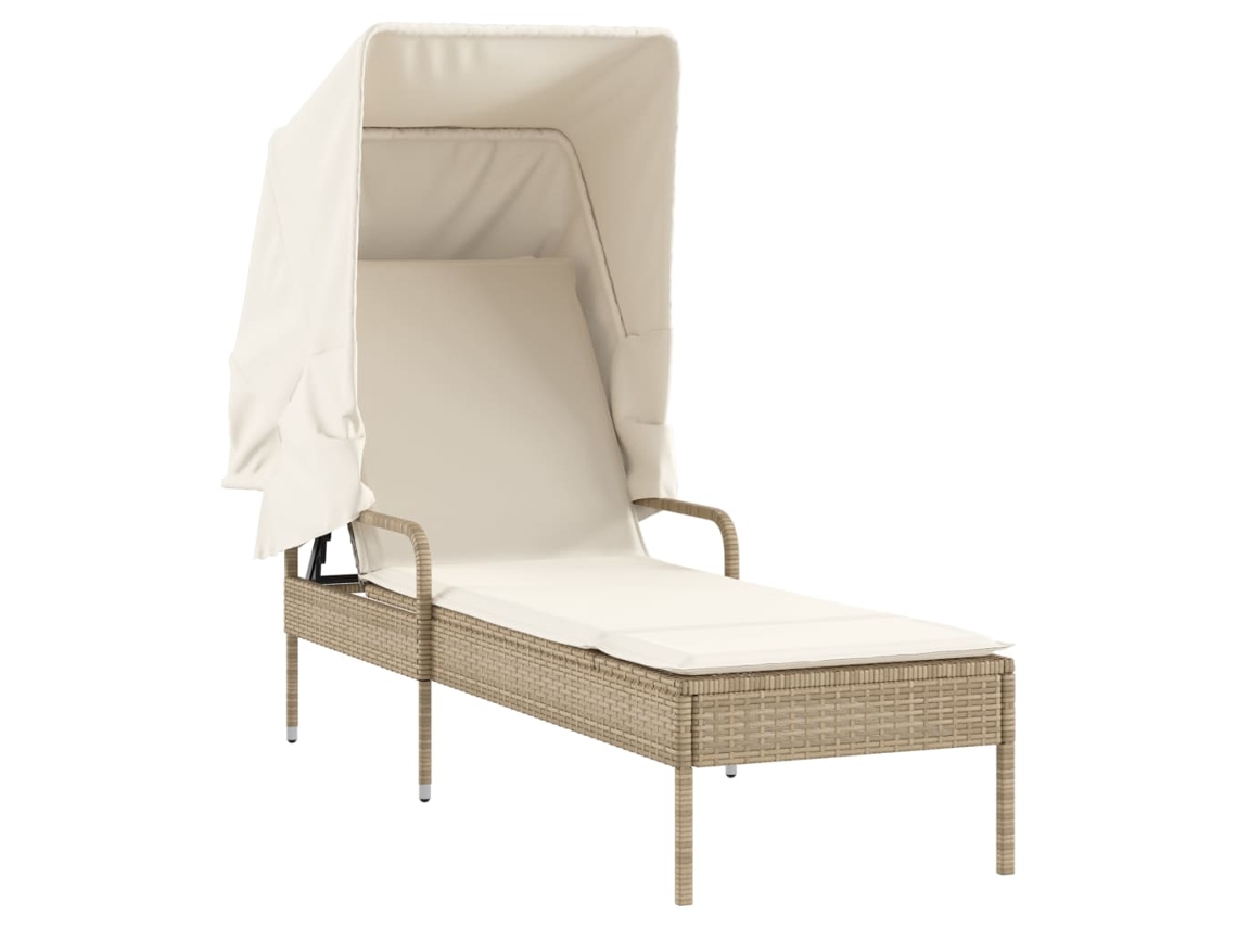 Tumbona de mimbre beige con dosel MAISON EXCLUSIVE