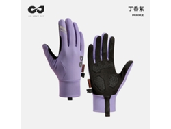 Guantes de ciclismo para otoño e invierno, de dedos completos, para hombre y mujer, con pantalla táctil, antideslizantes, de terciopelo cálido, color morado hibisco, talla S Chennnls