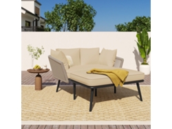 Sofá De Jardín Con 2 Cojines Y 2 Almohadas Extraíbles - Caqui