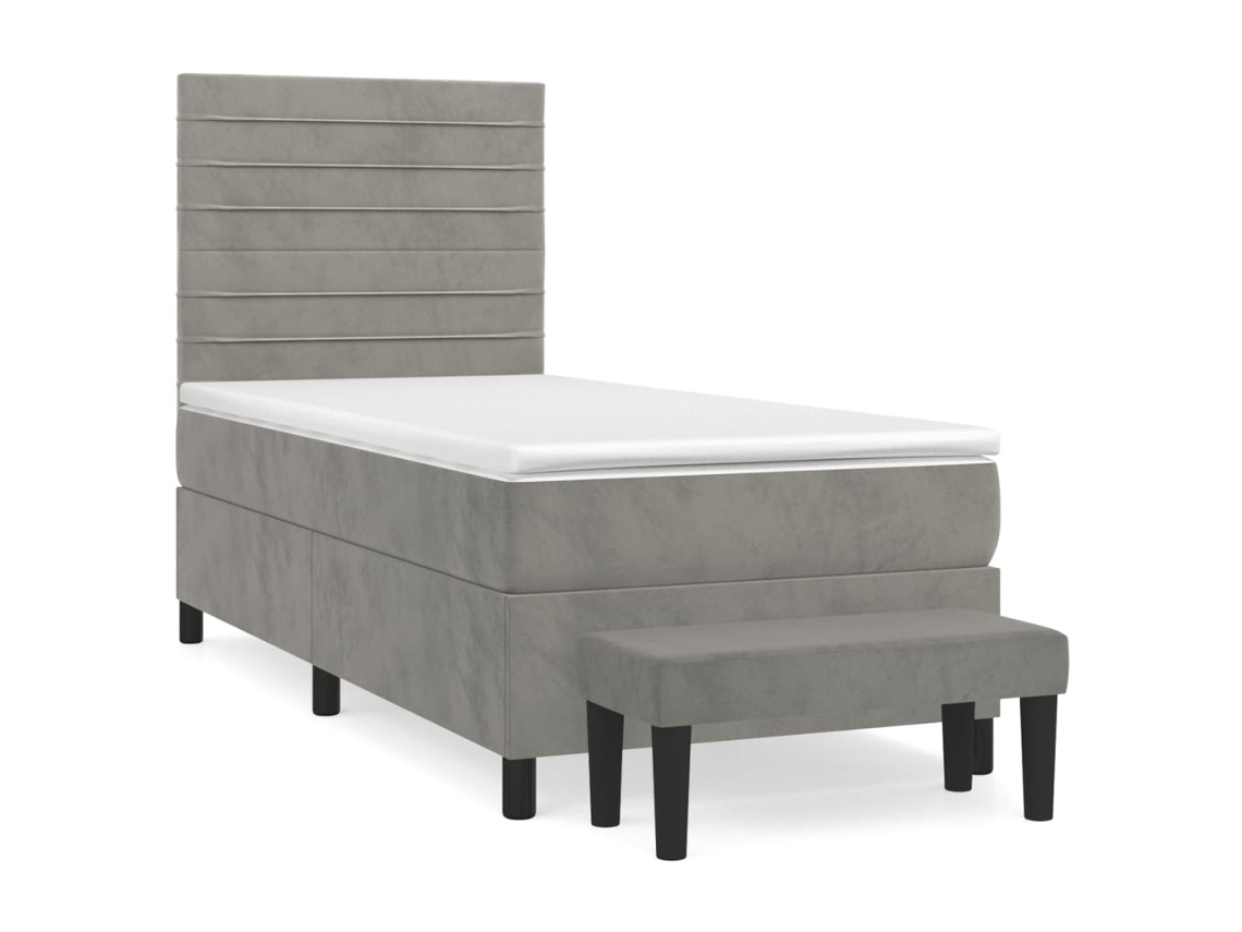 Maison Exclusive - Cama Box Spring Con Colchón Terciopelo Gris Claro 90x190 Cm