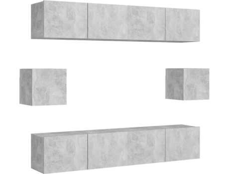 Conjunto 6 de muebles de salón VIDAXL gris hormigón