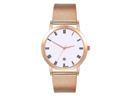 Reloj De Pulsera Para Hombre De Cuarzo Con Correa De Pvc, Dial Redondo, Oro Rosa, Fashion