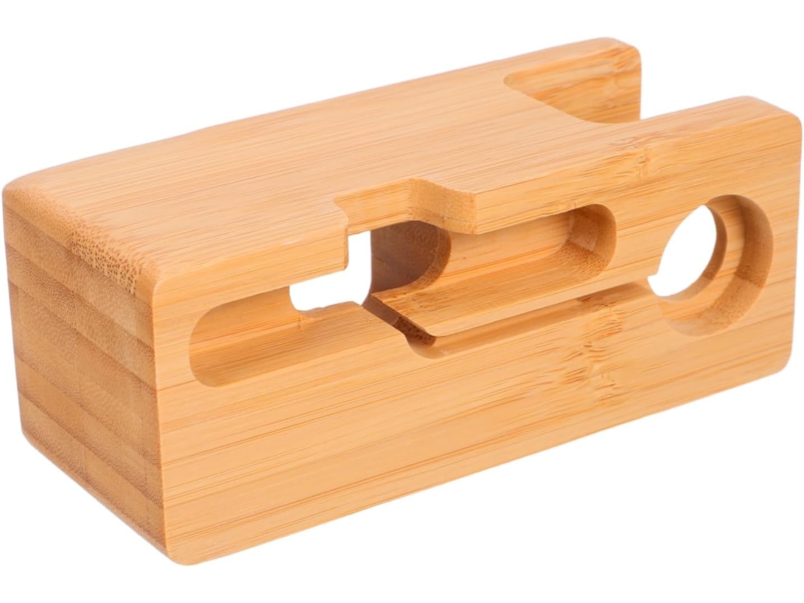 Soporte Para Teléfono Natural Para Escritorio, Estación De Carga Compatible, Organizador De Relojes