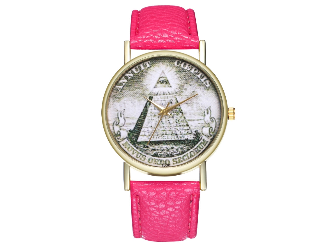 Reloj De Pulsera De Cuarzo De Moda Para Mujer Con Correa De Cuero Rosa.