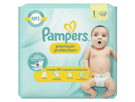 Pañal Premium Protection 24 Talla 1 2-5 kg PAMPERS