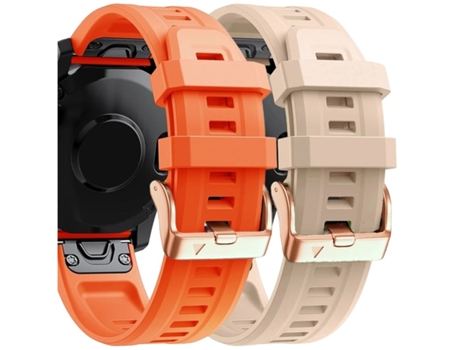 Correa Silicona Cierre Metálico para Garmin Fenix 5S Plus Naranja y Albaricoque Pack 2X VEANXIN