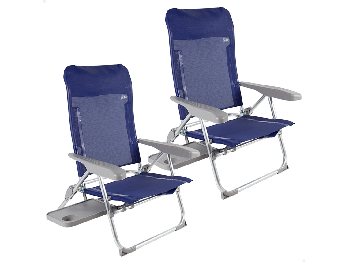 Aktive Set 2 Sillas Playa Multiposición Plegable Con Mesa Y Cojín