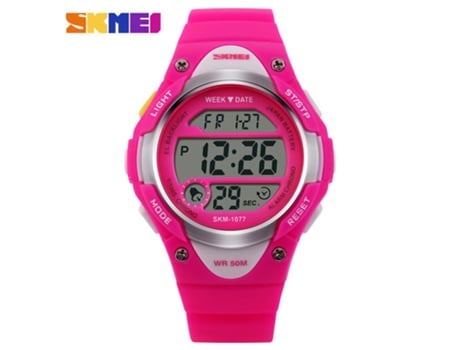 Relojes electrónicos impermeables para niño Relojes de pulsera luminosos con alarma-Rosa roja LUUCOZK