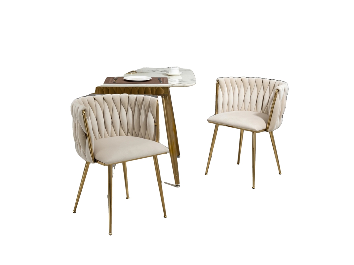 Silla de comedor, tela de terciopelo, diseño elegante, color marfil - Terciopelo - Espuma