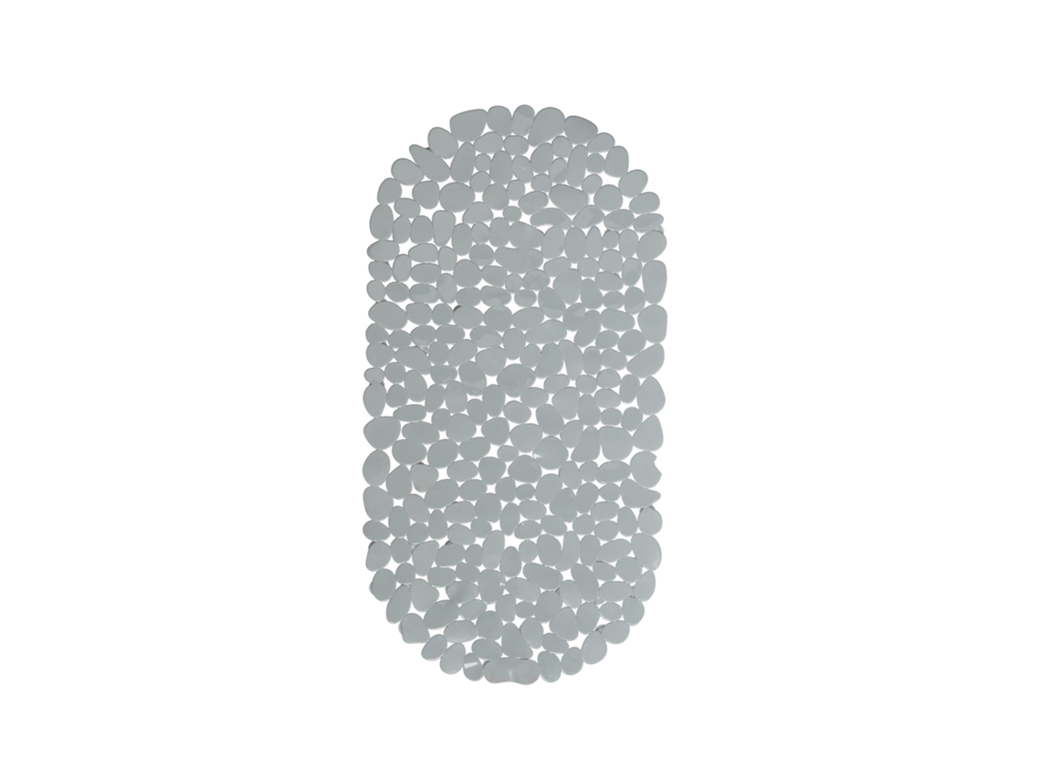 Relaxdays Alfombra Bañera Antideslizante, Diseño Piedra, Alfombrilla Baño Ventosas, Pvc, 1 Ud., 66,5 X 34,5 Cm, Gris