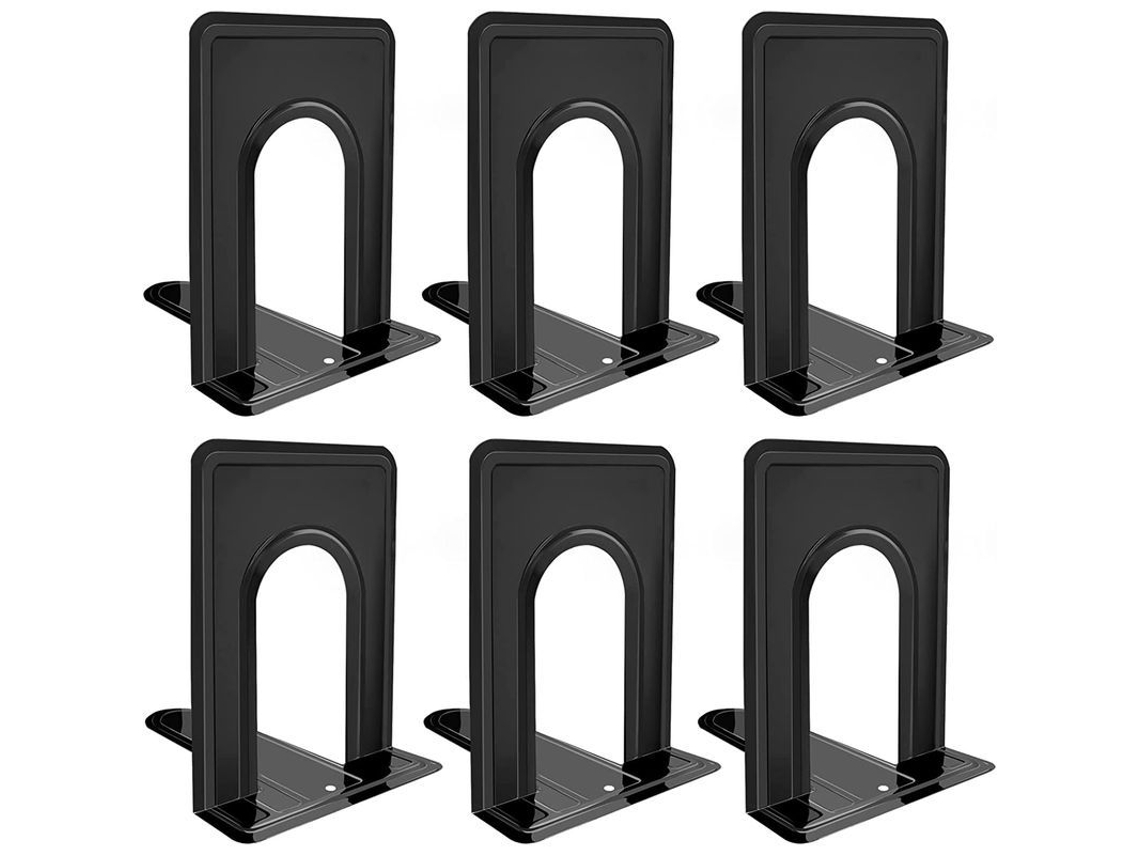 2026altiro-sujetalibros Antideslizantes De Metal Negro, 6x5x6 Pulgadas, 6 Piezas (3 Pares) Para Estantes