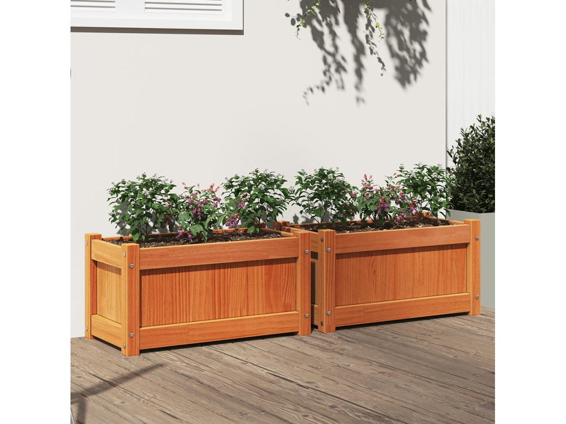 Jardinerasoporte Para Floresmacetas De Exterior 2 Uds Madera Maciza De Pino Marrón Cera