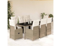 Conjunto de bistró de jardín de 9 piezas con cojines de mimbre marrón DKD Home Decor