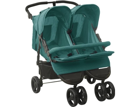 vidaXL Carrito para gemelos de acero verde