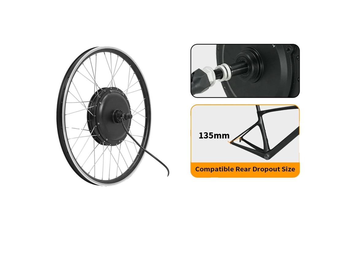 Kit de conversión para bicicleta eléctrica, motor sin escobillas, compatibilidad versátil, perno trasero de 48 V 1500 W, 29