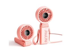 Ventilador De Mano/de Escritorio/de Cuello (rosa, 5000 Mah), Pantalla Led, Plegable A 150°, 5 Velocidades