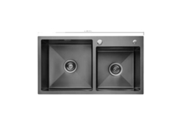 Fregadero de cocina de acero inoxidable de doble cubeta, color negro, OEM