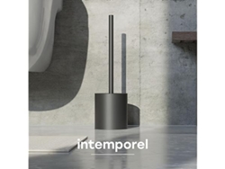 Cepillo De Inodoro De Silicona: Cepillo De Inodoro Negro Mate Con Soporte De Acero Inoxidable Y Protector Antisalpicaduras Para Una Limpieza