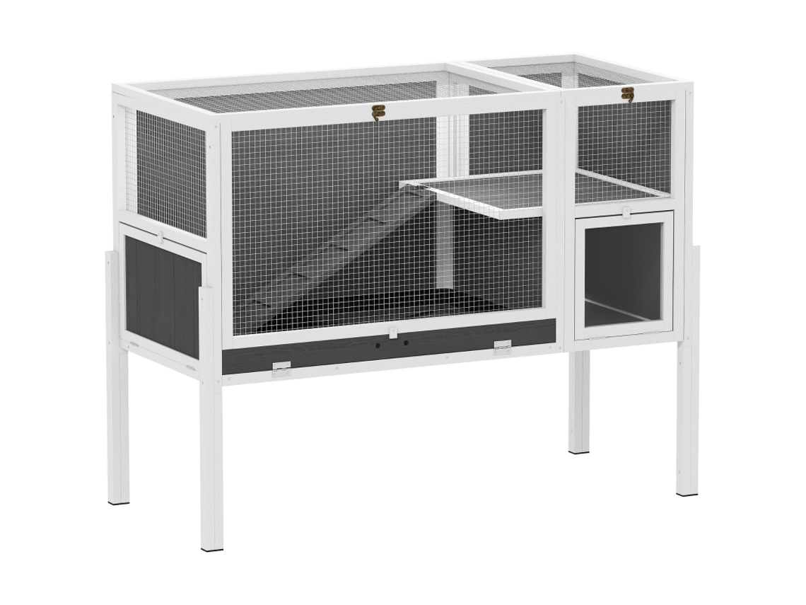 Jaula Elevada Para Hámster/conejo, De Madera Y Metal, Gris.