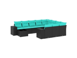 Maison Exclusive - Conjunto De Sofá De Jardín De 11 Piezas Con Cojines, De Poliratán Negro