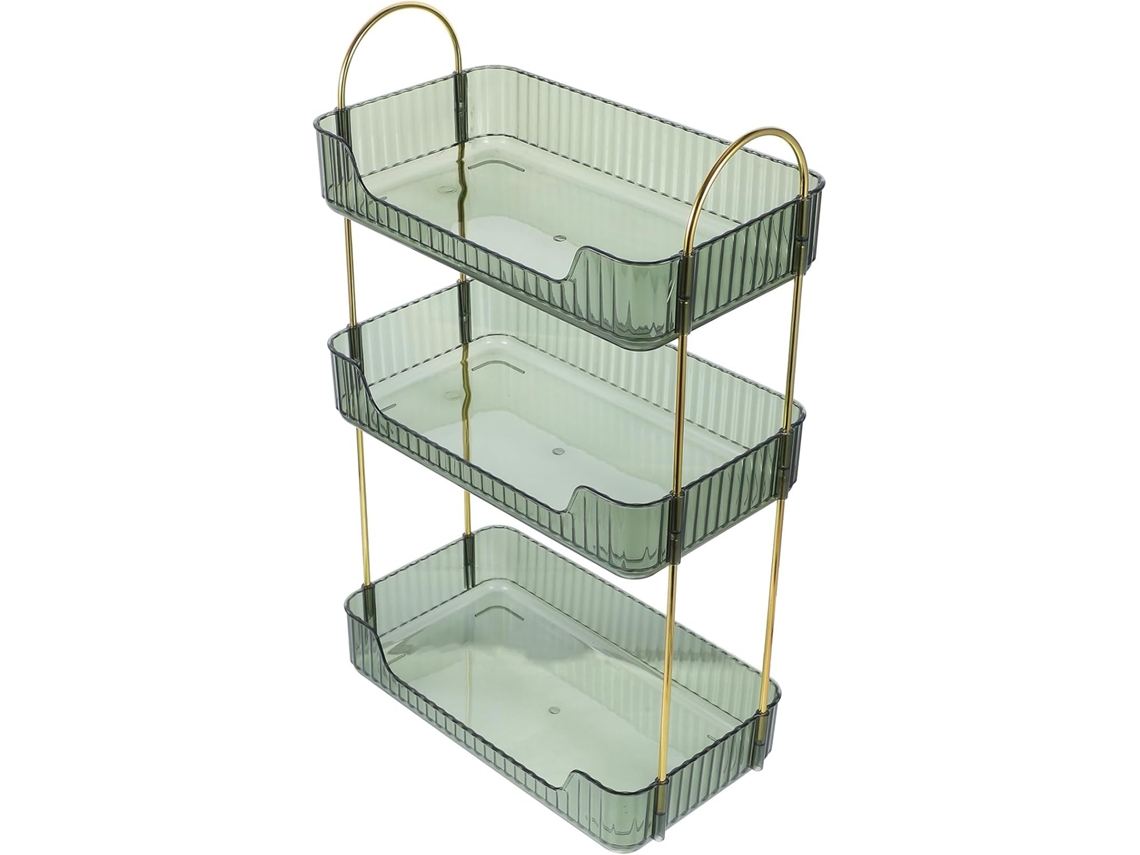 Estantería De Baño De 3 Niveles, Color Verde Claro Transparente, Para Muebles
