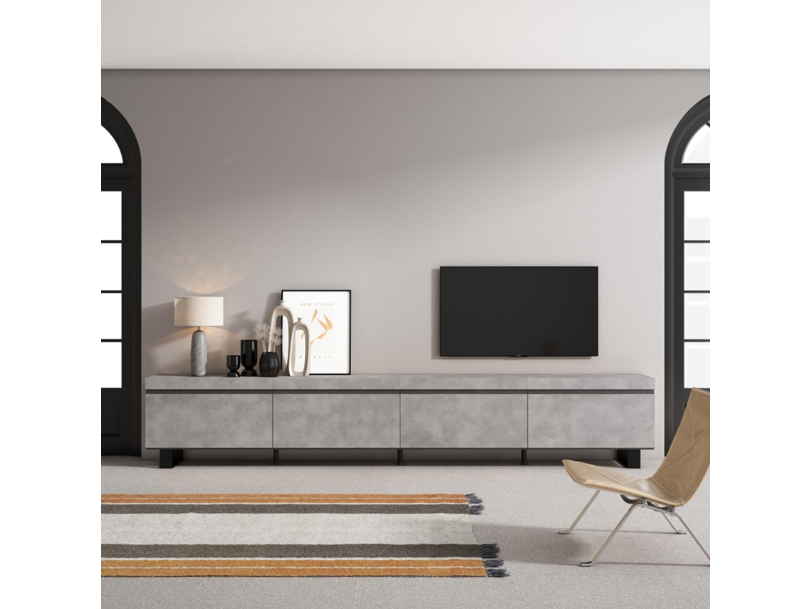 Mueble TV, Televisión, 320x57x35 cm, Para TV gran formato, Diseño industrial, Cemento SKRAUT HOME