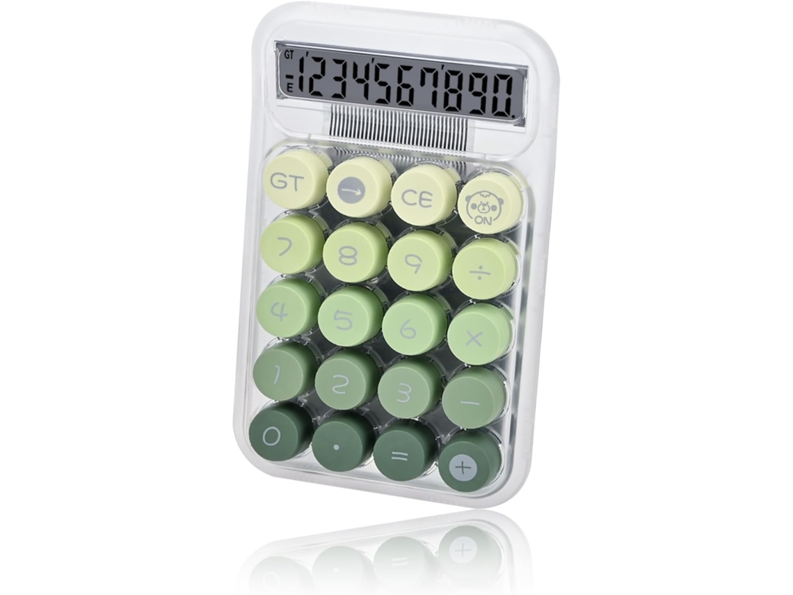 Calculadora de escritorio Eifson, pantalla LCD mecánica, botones grandes, 10 dígitos (verde)
