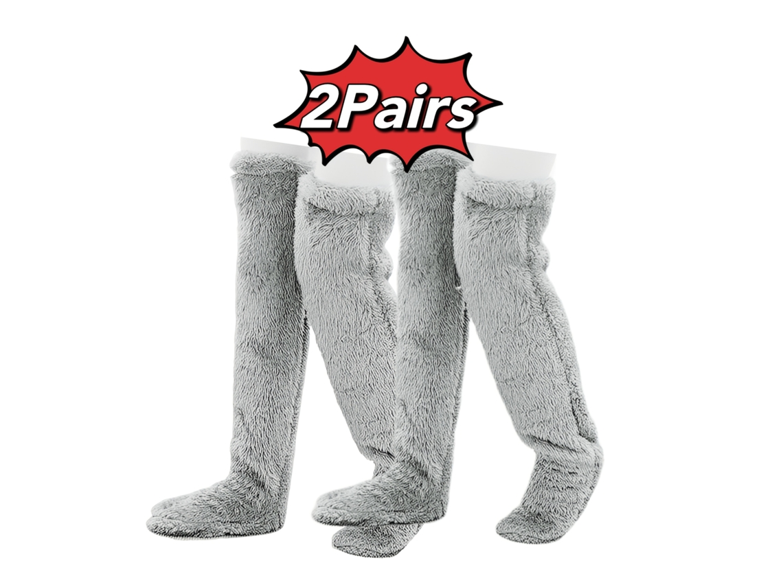 2 Pares De Calcetines Por Encima De La Rodilla, Calcetines Altos Cálidos De Invierno, Calentadores De Piernas Cálidos (gris Claro) Cuich