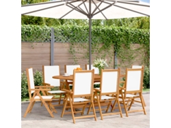 Sillas de jardín reclinables DKD Home Decor de 8 piezas, tela/madera maciza, blanco crema