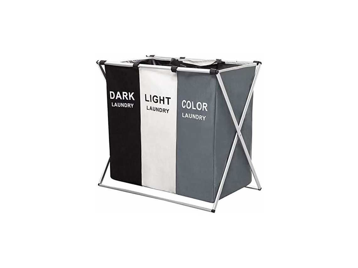 Cesta de ropa plegable con 3 bolsas extraíbles para el baño (155 l)