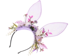 Diadema Con Orejas De Conejo Para Adultos, Talla Única, En Suave Tela De Terciopelo Floral.