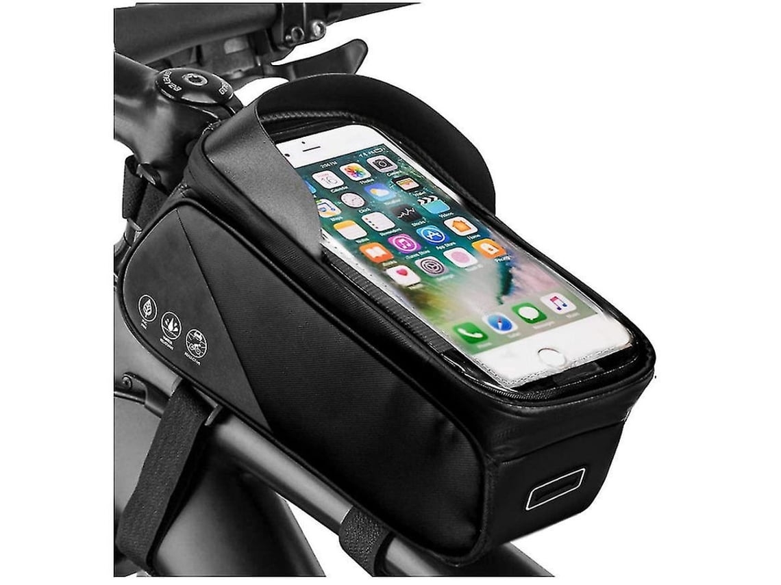 Bolsa para cuadro de bicicleta premium con pantalla táctil, impermeable, reflectante, para manillar de bicicleta con visera solar USHION
