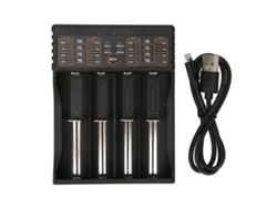 Carregador De Baterias 4 Bancadas Inteligente Universal Com Usb Led Para Li Ion 18650 26650 Aa Aaa